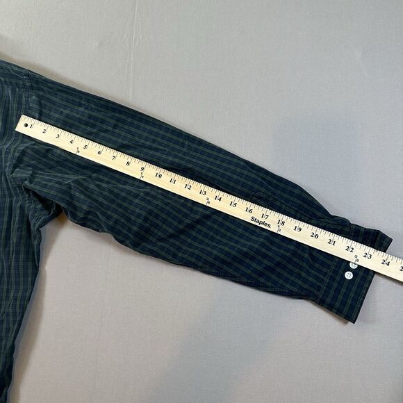 Ralph Lauren Yarmouth Mens 17.5 36/37 Green/Blue Button Down Oxford Long Sleeve - Picture 5 of 5